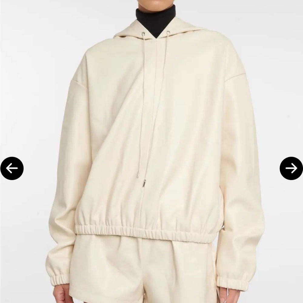 The Frankie Shop Agatha Cream Faux Leather Hoodie